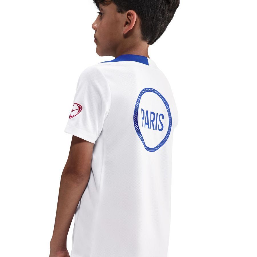 Paris Saint Germain Training T-Shirt Dri-FIT Strike 3rd - White/Hyper Royal/Global Red Kids-SoccerKits Hub | Buy Soccer Jerseys Online